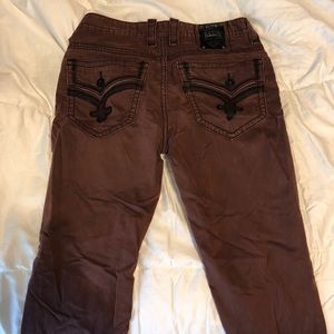 burgundy rock revival jeans
